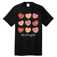 Retro Hearts School Secretary Life Funny Valentines Day Tall T-Shirt