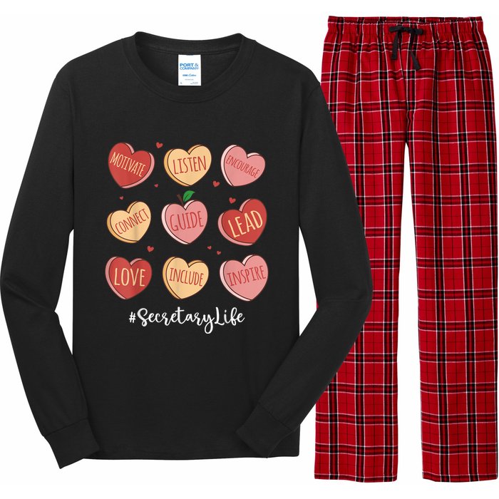 Retro Hearts School Secretary Life Funny Valentines Day Long Sleeve Pajama Set