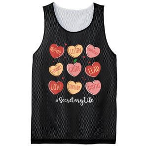 Retro Hearts School Secretary Life Funny Valentines Day Mesh Reversible Basketball Jersey Tank