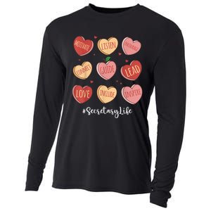 Retro Hearts School Secretary Life Funny Valentines Day Cooling Performance Long Sleeve Crew