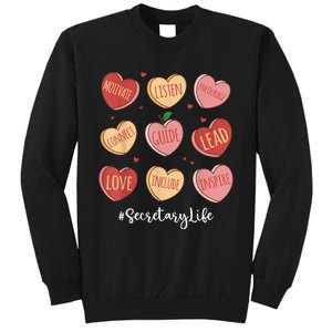 Retro Hearts School Secretary Life Funny Valentines Day Tall Sweatshirt