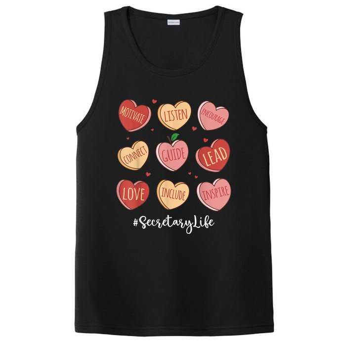 Retro Hearts School Secretary Life Funny Valentines Day PosiCharge Competitor Tank