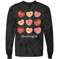 Retro Hearts School Secretary Life Funny Valentines Day Tie-Dye Long Sleeve Shirt