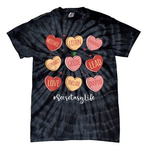 Retro Hearts School Secretary Life Funny Valentines Day Tie-Dye T-Shirt