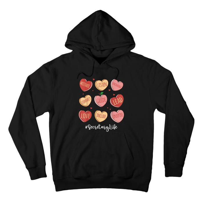 Retro Hearts School Secretary Life Funny Valentines Day Tall Hoodie