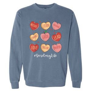 Retro Hearts School Secretary Life Funny Valentines Day Garment-Dyed Sweatshirt