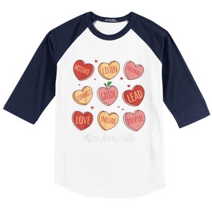 Retro Hearts School Secretary Life Funny Valentines Day Baseball Sleeve Shirt