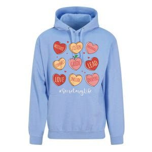 Retro Hearts School Secretary Life Funny Valentines Day Unisex Surf Hoodie