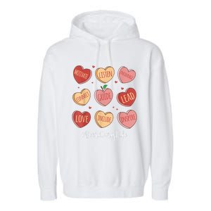 Retro Hearts School Secretary Life Funny Valentines Day Garment-Dyed Fleece Hoodie