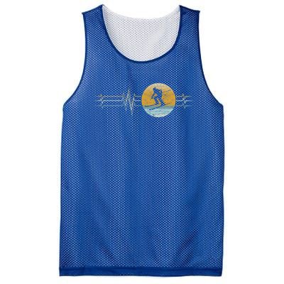 Retro Heartbeat Skiing Sport Lifeline Vintage Ski Gift Funny Gift Mesh Reversible Basketball Jersey Tank