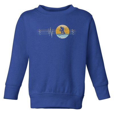 Retro Heartbeat Skiing Sport Lifeline Vintage Ski Gift Funny Gift Toddler Sweatshirt