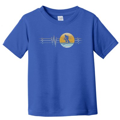 Retro Heartbeat Skiing Sport Lifeline Vintage Ski Gift Funny Gift Toddler T-Shirt