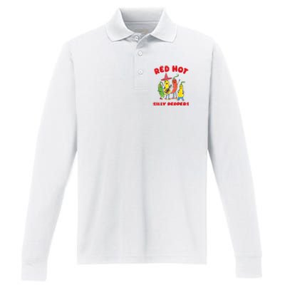 Red Hot Silly Peppers Performance Long Sleeve Polo