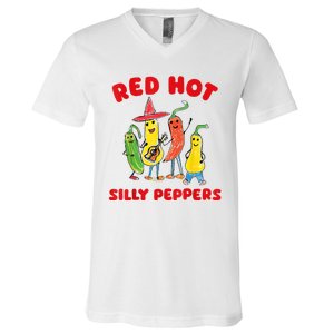 Red Hot Silly Peppers V-Neck T-Shirt