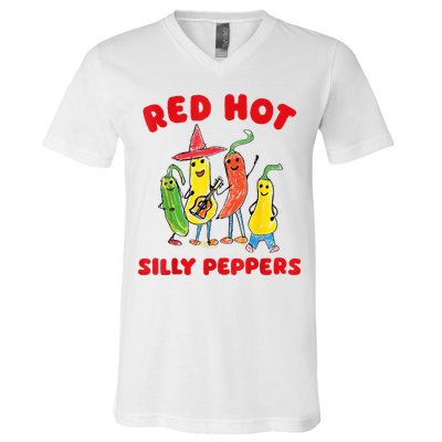 Red Hot Silly Peppers V-Neck T-Shirt