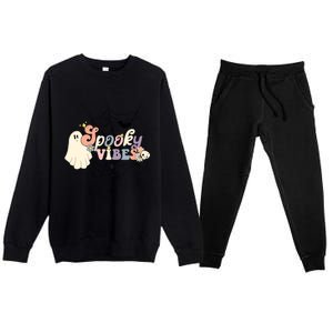 Retro Halloween Spooky Vibes Premium Crewneck Sweatsuit Set