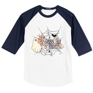 Retro Halloween Spooky Vibes Baseball Sleeve Shirt