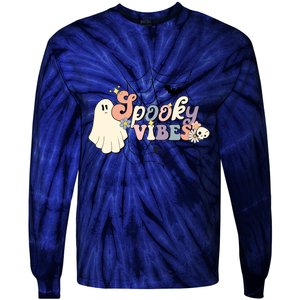 Retro Halloween Spooky Vibes Tie-Dye Long Sleeve Shirt