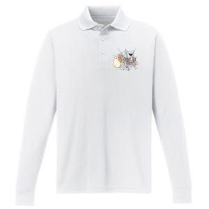 Retro Halloween Spooky Vibes Performance Long Sleeve Polo