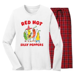 Red Hot Silly Peppers Women's Long Sleeve Flannel Pajama Set 