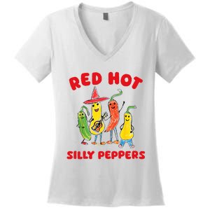 Red Hot Silly Peppers Women's V-Neck T-Shirt