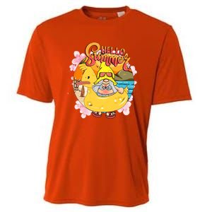 Retro Hello Summer Funny Gnome Beach Life Vacay Mode On Cute Gift Cooling Performance Crew T-Shirt