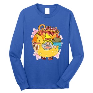 Retro Hello Summer Funny Gnome Beach Life Vacay Mode On Cute Gift Long Sleeve Shirt