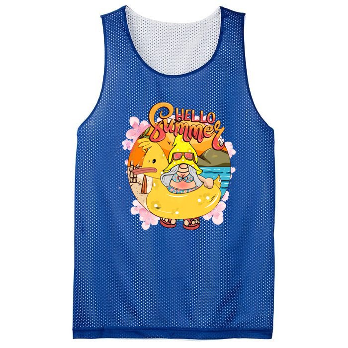 Retro Hello Summer Funny Gnome Beach Life Vacay Mode On Cute Gift Mesh Reversible Basketball Jersey Tank