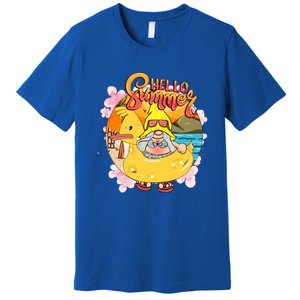 Retro Hello Summer Funny Gnome Beach Life Vacay Mode On Cute Gift Premium T-Shirt