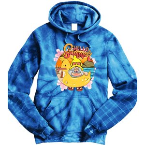 Retro Hello Summer Funny Gnome Beach Life Vacay Mode On Cute Gift Tie Dye Hoodie