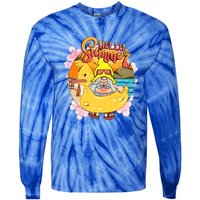 Retro Hello Summer Funny Gnome Beach Life Vacay Mode On Cute Gift Tie-Dye Long Sleeve Shirt