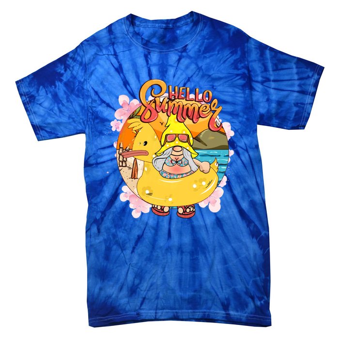 Retro Hello Summer Funny Gnome Beach Life Vacay Mode On Cute Gift Tie-Dye T-Shirt