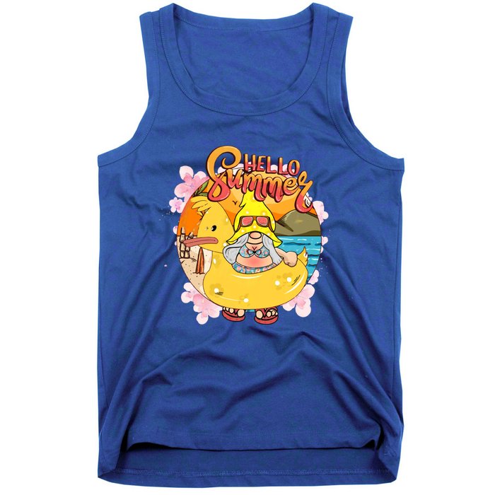 Retro Hello Summer Funny Gnome Beach Life Vacay Mode On Cute Gift Tank Top