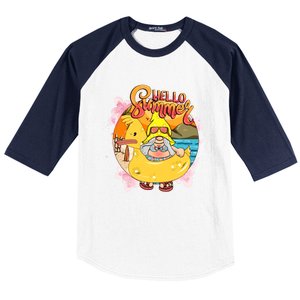 Retro Hello Summer Funny Gnome Beach Life Vacay Mode On Cute Gift Baseball Sleeve Shirt