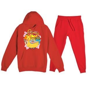 Retro Hello Summer Funny Gnome Beach Life Vacay Mode On Cute Gift Premium Hooded Sweatsuit Set