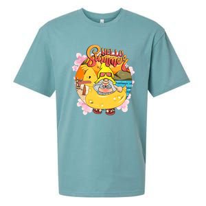 Retro Hello Summer Funny Gnome Beach Life Vacay Mode On Cute Gift Sueded Cloud Jersey T-Shirt