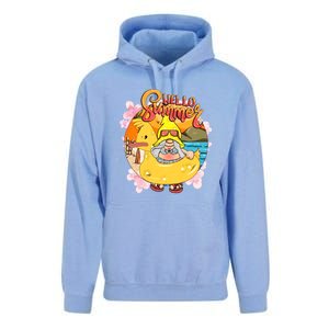 Retro Hello Summer Funny Gnome Beach Life Vacay Mode On Cute Gift Unisex Surf Hoodie