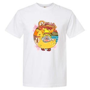 Retro Hello Summer Funny Gnome Beach Life Vacay Mode On Cute Gift Garment-Dyed Heavyweight T-Shirt