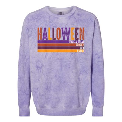 Retro Halloween Spooky Vibes Pumpkin Boo Trick Treat Colorblast Crewneck Sweatshirt