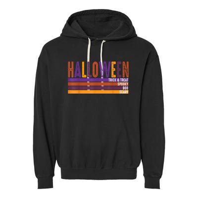 Retro Halloween Spooky Vibes Pumpkin Boo Trick Treat Garment-Dyed Fleece Hoodie