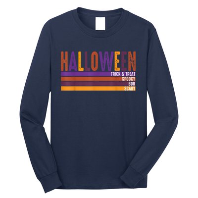 Retro Halloween Spooky Vibes Pumpkin Boo Trick Treat Long Sleeve Shirt