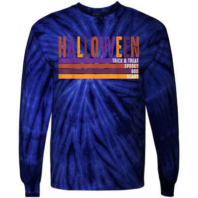 Retro Halloween Spooky Vibes Pumpkin Boo Trick Treat Tie-Dye Long Sleeve Shirt