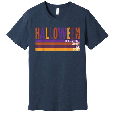 Retro Halloween Spooky Vibes Pumpkin Boo Trick Treat Premium T-Shirt