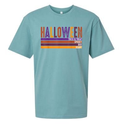 Retro Halloween Spooky Vibes Pumpkin Boo Trick Treat Sueded Cloud Jersey T-Shirt