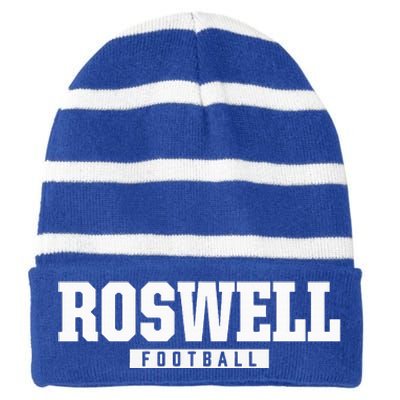 Roswell High School Football Striped Beanie with Solid Band