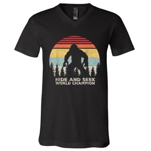 Retro Hide & Seek Champion Funny Sasquatch Bigfoot V-Neck T-Shirt