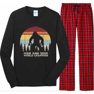 Retro Hide & Seek Champion Funny Sasquatch Bigfoot Long Sleeve Pajama Set