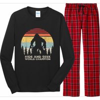 Retro Hide & Seek Champion Funny Sasquatch Bigfoot Long Sleeve Pajama Set