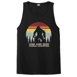 Retro Hide & Seek Champion Funny Sasquatch Bigfoot PosiCharge Competitor Tank