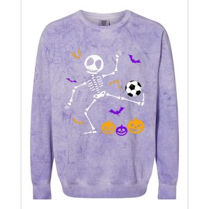 Retro Halloween Soccer Player Skeleton Soccer Lover Colorblast Crewneck Sweatshirt